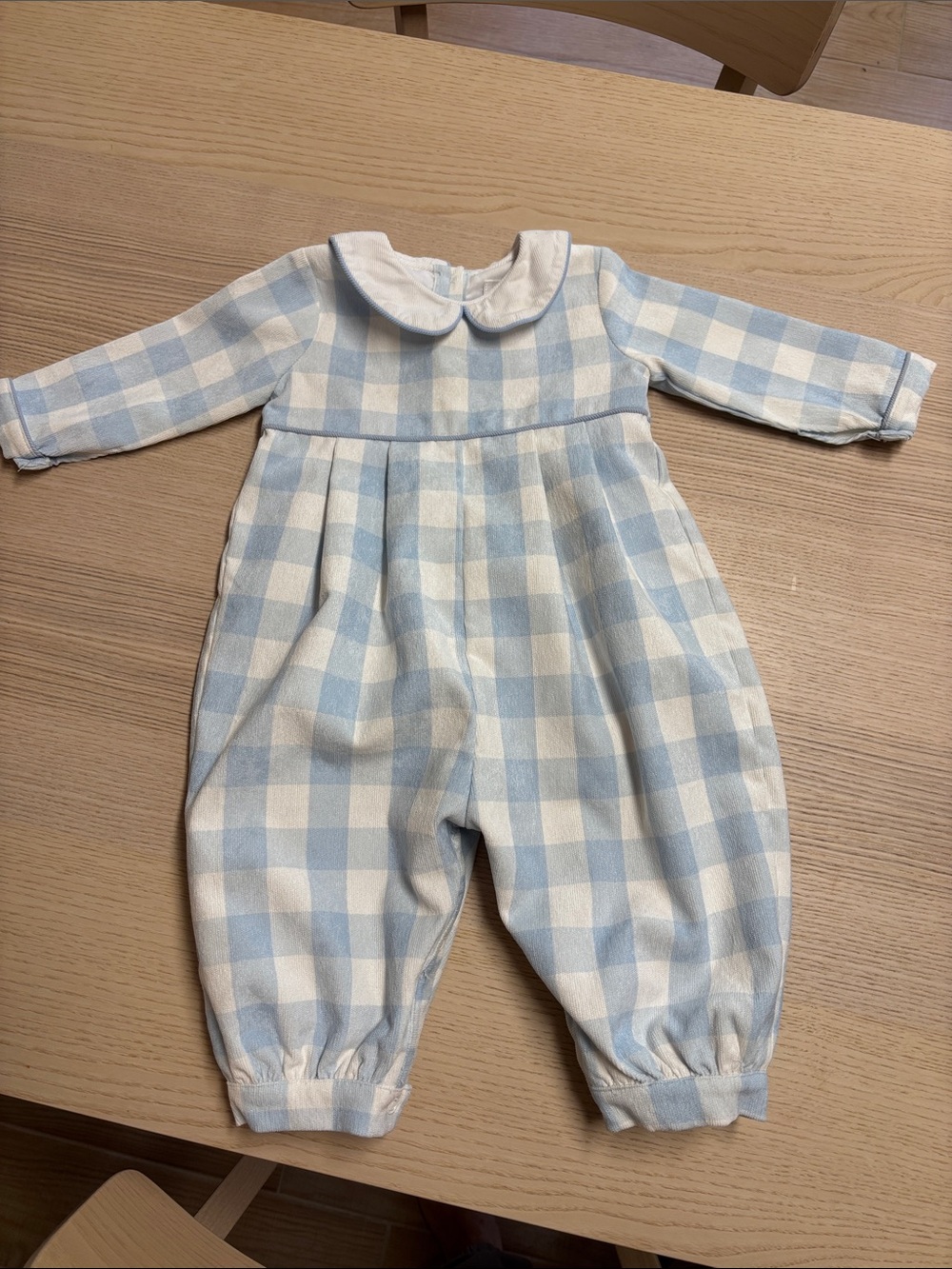 Blue & White Gingham Baby One-Piece Footie